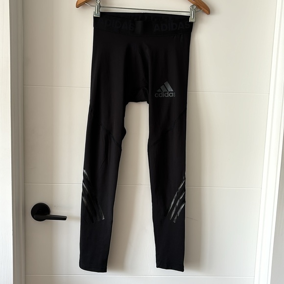 Adidas Womens Size M Alphaskin Climalite Crop Leggings Black - Picture 6 of 8